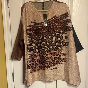 Eve Animal Print Women's Blouse - Brown and Black